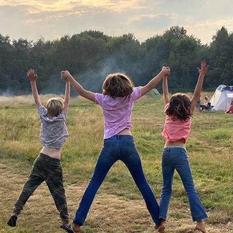 Children jumping for joy and ready to begin an outdoor adventure and fun activities. Copyright M Postlethwaite, Wolford Wood, All Rights Established 2024